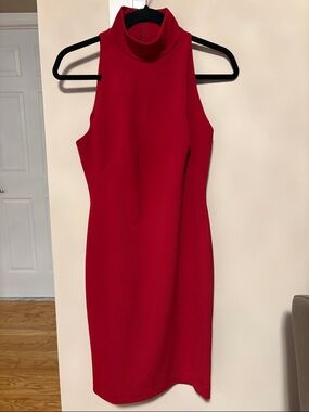 Ralph Lauren Sleeveless High-Neck Red Bodycon Dress